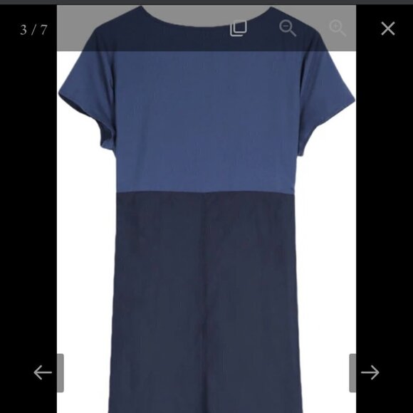 NWT Blue Color Block Short Sleeve Midi Dress Large - Picture 4 of 11